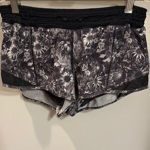 Floral Black and Gray Lululemon Hotty Hot Shorts